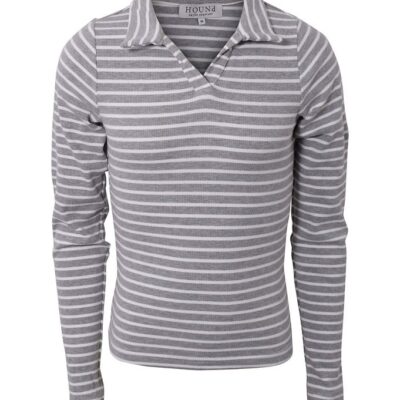 Hound Bluse - Rib Striped - Grå/Hvid