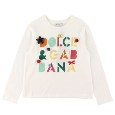 Dolce & Gabbana Bluse - Hvid m. Tekst/Knapper