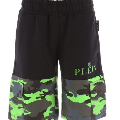 Philipp Plein Sweatshorts - Sort/Grøn Camouflage