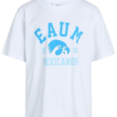 Grunt T-shirt - Pliketon - Hvid m. Blå Print