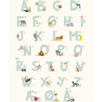 Vissevasse Plakat - 50x70 - Alphabet Blue Danish