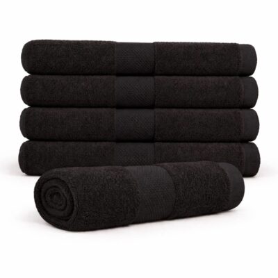 Bomulds håndklæde - 100% bomuld - Badehåndklæde 70x140 cm - Diamant - Sort