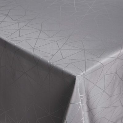 Borddug - 140x220 cm - Damask dug - Grå tekstildug - Jacquardvævet dug med geometrisk mønster - Eksklusiv festdug