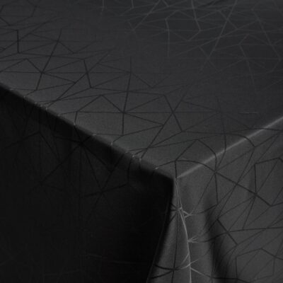 Borddug - 140x320 cm - Damask dug - Sort tekstildug - Jacquardvævet dug med geometrisk mønster - Lang dug