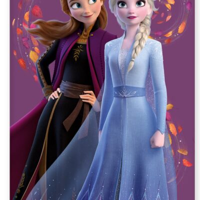 Frost håndklæde - 70x140 cm - 100% bomuld - Blødt badehåndklæde med Anna og Elsa