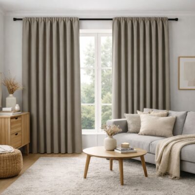 Mørklægningsgardin - 1 stk. færdigsyet gardin 140x175 cm - Beige - Nordstrand Home blackout gardinlængder med rynkebånd