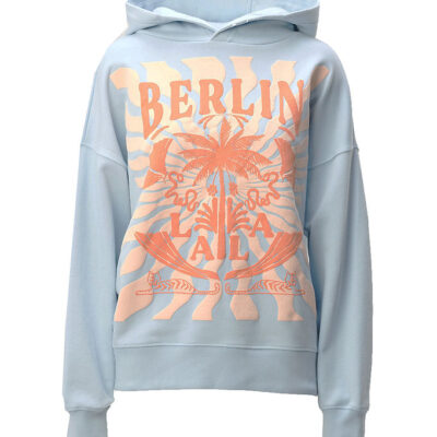 Lala Berlin Hættetrøje - Irina - Sunset Palm Cashmere Blue