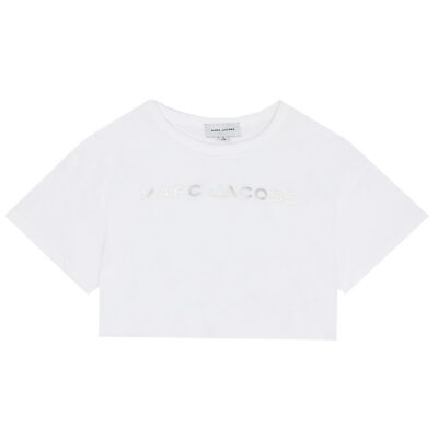 Little Marc Jacobs T-shirt - Cropped - Hvid m. S�lv