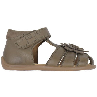 Pom Pom Sandaler - Starters Flower Velcro - Latte