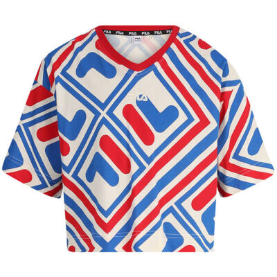 Fila T-Shirt - Cropped - Langenhagen - Antique White F-Box AOP