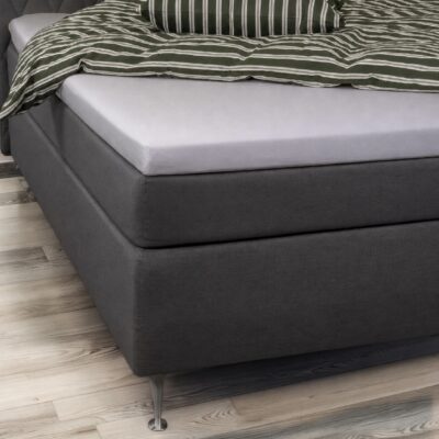 Kuvertlagen 180x200x8 cm - 100% Økologisk bomuldssatin - Grå - GOTS certificeret lagen til topmadras