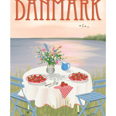 Vissevasse Plakat - 15x21 cm - Danmark - Jordbær