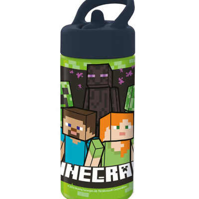 Minecraft drikkedunk - Vandflaske med flipfunktion og sugerør