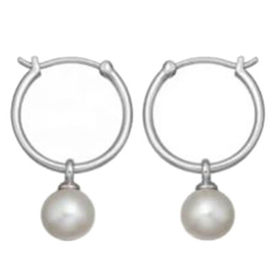 MillaVanilla Øreringe - Perle Hoops - Sølv