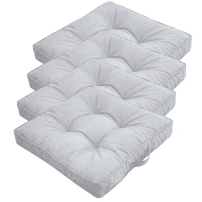 Futon hyndepakke til havestol 4 stk. - 7 cm bløde hynder - Grå havehynder til udendørs brug - Måler 50x50 cm - Nordstrand Home stolehynder