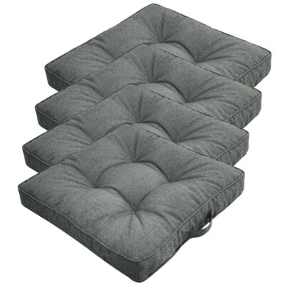 Futon hyndepakke til havestol 4 stk. - 7 cm bløde hynder - Grønne havehynder til udendørs brug - Måler 50x50 cm - Nordstrand Home stolehynder