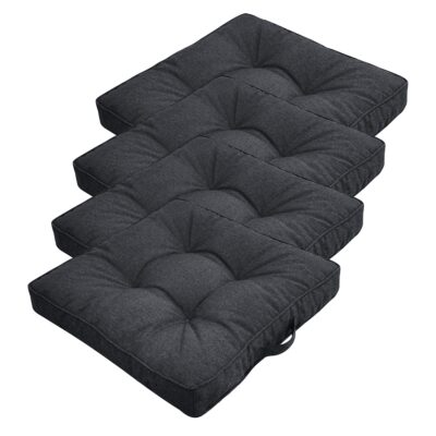 Futon hyndepakke til havestol 4 stk. - 7 cm bløde hynder - Antracit grå havehynder til udendørs brug - Måler 50x50 cm - Nordstrand Home stolehynder