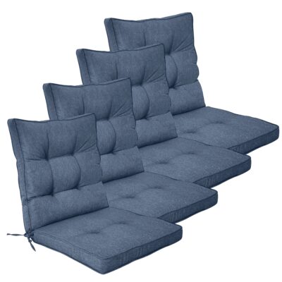 Eksklusiv havehyndepakke til havestol 4 stk. - Ekstra bløde 7 cm tykke luksus hynder - Moderne button design mørkeblå stolehynder - UV beskyttet Nordstrand Home hynder