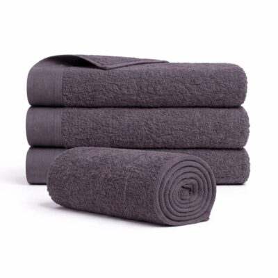 Bomulds håndklæde - 100% bomuld - 50x100 cm - Valmue - Mørkegrå