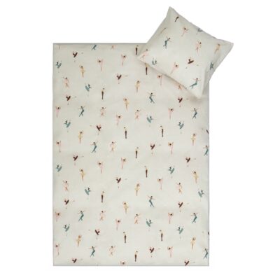 Ballerina sengetøj - 100% bomuld - Junior sengetøj 115x135 cm - Beige med ballerinaer