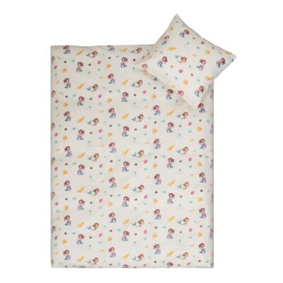 Havfrue sengetøj - 100% bomuld - Junior sengetøj 115x135 cm - Hvidt med havfruer