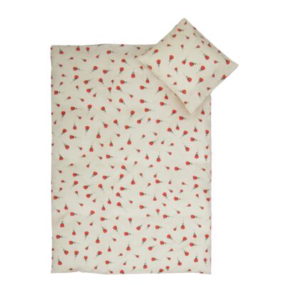 Rose sengetøj - 100% bomuld - Junior sengetøj 115x135 cm - Beige med roser
