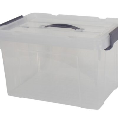 Opbevaringskasse - 20 Liter - Praktisk opbevaringsboks med tætsluttende låg - Transparent plastikkasse