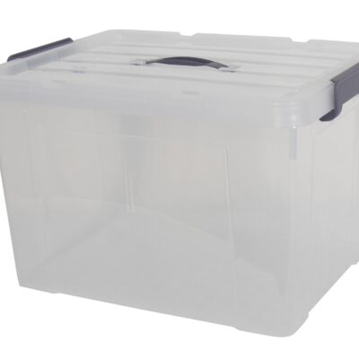 Opbevaringskasse - 50 Liter - Praktisk opbevaringsboks med tætsluttende låg - Transparent plastikkasse