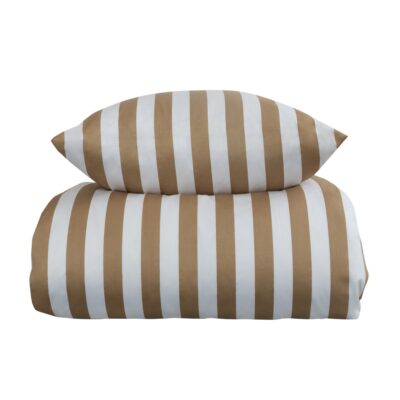 Sengetøj - 100% bomuldssatin - Nordic Stripe - Sandfarvet striber