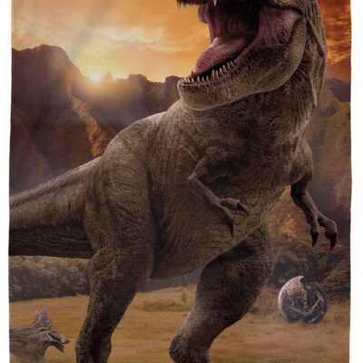 Dinosaur håndklæde - 70x140 cm - 100% bomuld - Blødt badehåndklæde med en T-Rex fra Jurassic World