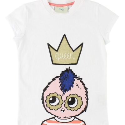 Fendi Kids T-shirt - Hvid m. FendiRumi/Guldkrone