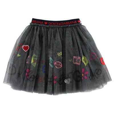 Dolce & Gabbana Tylnederdel - Mørkegrå m. Print/Patches
