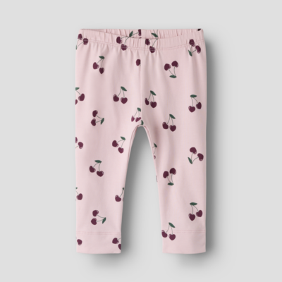 Name It Legging Med Kirsebær Print, Str. 56-92 - Lyserød