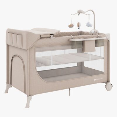 Kinderkraft LEODY UP Weekendseng med Tilbehør, Beige