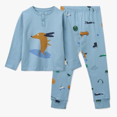 LIEWOOD Wilhelm Pyjamassæt, Dog/fun/beach blue/mix, 86-92