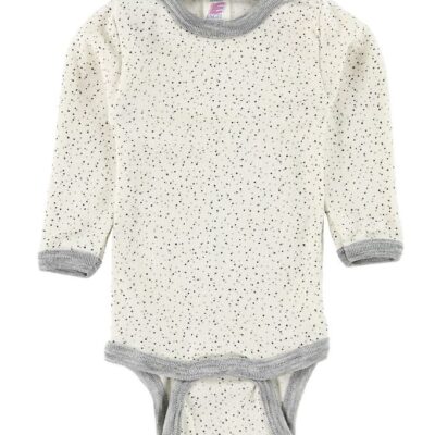 Engel Body l/� - Uld/Silke - Creme/Gr� m. Prikker