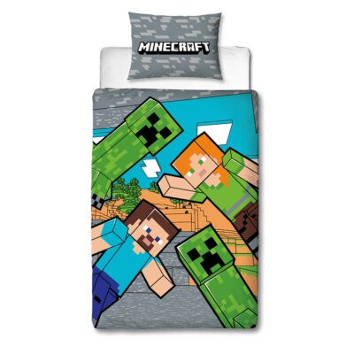 Minecraft sengetøj - 100% bomuld - Børnesengetøj 140x200 cm - Steve, Alex og Creeper