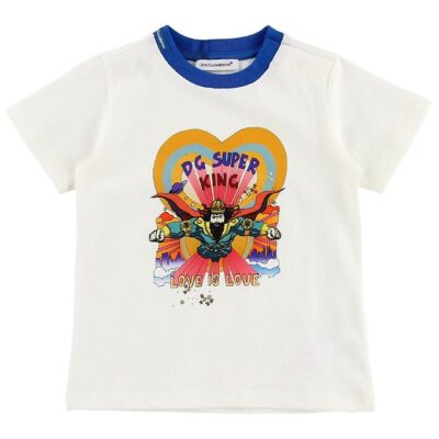 Dolce & Gabbana T-shirt - Superhero - Hvid m. Konge