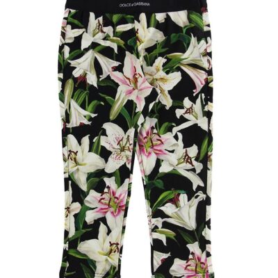 Dolce & Gabbana Leggings - Lilium - Sort m. Hvide Liljer