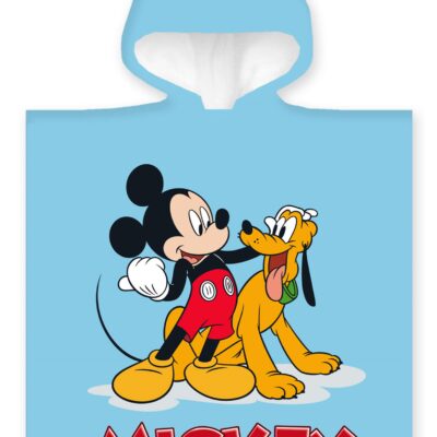 Badeponcho - Børnehåndklæde - 50x100 cm - Mickey Mouse og Pluto - 100% Bomuld