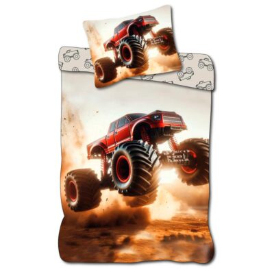 Monstertruck sengetøj - 100% bomuld - Børnesengetøj 140x200 cm