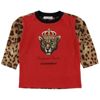 Dolce & Gabbana Bluse - Animal - Rød m. Leopard