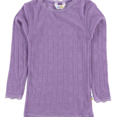 Joha Bluse - Uld/Silke - Lilla m. Hulmønster