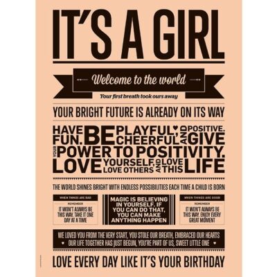 I Love My Type Plakat - A3 - Love Typography - It's A Girl