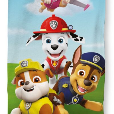 Paw Patrol håndklæde - 70x140 cm - 100% bomuld - Blødt badehåndklæde med Rubble, Skye, Chase og Marshall