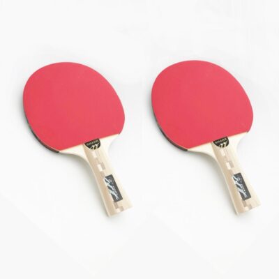 Bordtennisbat i træ med Rød/Sort gummi - Sæt med 2 stk.