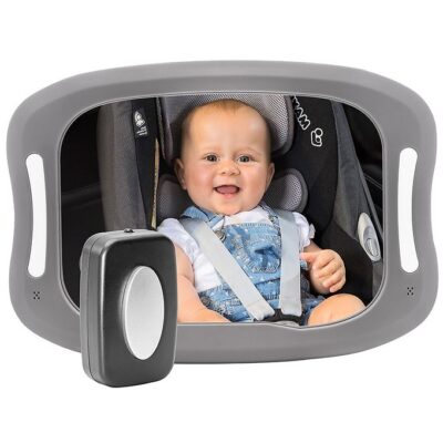 Reer - BabyView Bilspejl med lys - Grey - 29 x 8 x 24 cm