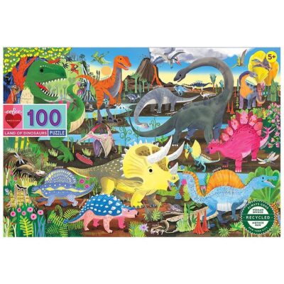 Eeboo Puslespil - 100 Brikker - Dinoland
