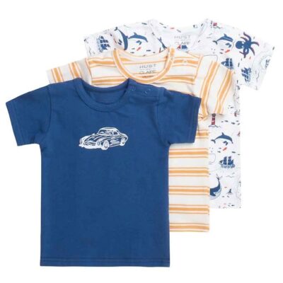 Hust and Claire T-shirt - 3-pak - Asmo - Hvid/Bl�/Gul
