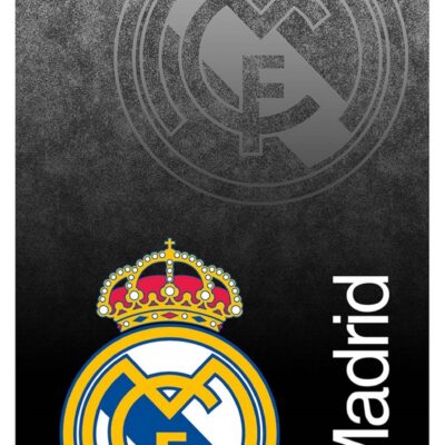 Sort Real Madrid håndklæde - 70x140 cm - 100% bomuld - Blødt badehåndklæde med Real Madrid logo